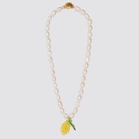 Long Section Hand-woven Pineapple Pendant Pearl Necklace Necklace Personality Fruit Pendant Jewelry Wholesale Nihaojewelry sku image 1