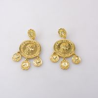 Korean Fashion Exaggerated Large Earrings Retro Palace Style Coin Ring Flower Earrings Accessories Wholesale Nihaojewelry main image 2