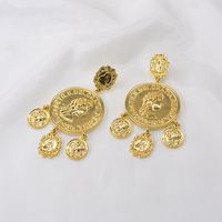 Korean Fashion Exaggerated Large Earrings Retro Palace Style Coin Ring Flower Earrings Accessories Wholesale Nihaojewelry main image 4