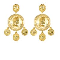 Korean Fashion Exaggerated Large Earrings Retro Palace Style Coin Ring Flower Earrings Accessories Wholesale Nihaojewelry main image 6