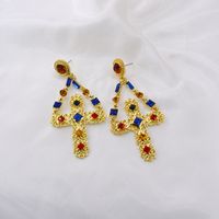 New Style Retro Temperament Baroque Flower Pendant Palace Cross Exaggerated Long Earrings Jewelry Wholesale Nihaojewelry main image 3