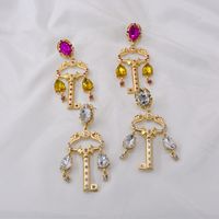Baroque Long Crystal Rhinestone Gem Retro Earrings Fashion Baroque Key Crystal Personality Earrings Wholesale Nihaojewelry main image 1