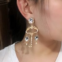 Baroque Long Crystal Rhinestone Gem Retro Earrings Fashion Baroque Key Crystal Personality Earrings Wholesale Nihaojewelry main image 3