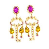 Baroque Long Crystal Rhinestone Gem Retro Earrings Fashion Baroque Key Crystal Personality Earrings Wholesale Nihaojewelry main image 6