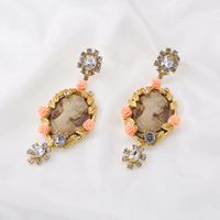 New Retro Baroque Crystal Relief Queen Beauty Portrait Temperament Literature And Art Earrings With Accessories Wholesale Nihaojewelry main image 5