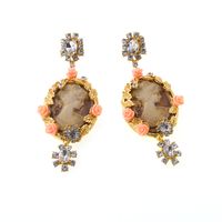New Retro Baroque Crystal Relief Queen Beauty Portrait Temperament Literature And Art Earrings With Accessories Wholesale Nihaojewelry main image 6