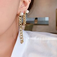 Freshwater Pearl Earrings Fashion Personality Temperament Water Drop Zircon Rear Hanging Earrings Wholesale Nihaojewelry main image 1
