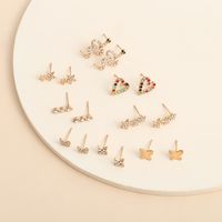 Fashion Jewelry Mix And Match Set Heart-shaped Color Earrings Simple Small Butterfly Micro-set Snake Pendant Earrings Wholesale Nihaojewelry main image 6