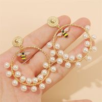 Fashion Geometric Handmade Pearl Insect Bee Earrings Earring Trend Round Beaded Earrings Jewelry Wholesale Nihaojewelry main image 2