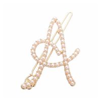 Fashion Alphabet Pearl Hair Accessories Style Temperament Edge Clip Exaggerated Retro Sweet Wind Hairpin Wholesale Nihaojewelry sku image 1