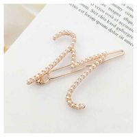 Fashion Alphabet Pearl Hair Accessories Style Temperament Edge Clip Exaggerated Retro Sweet Wind Hairpin Wholesale Nihaojewelry sku image 2