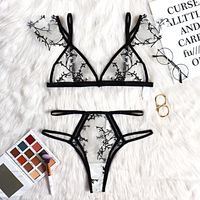 Erotic Underwear Set Three-point Embroidery Perspective Bra Multicolor Backless Hollow Lace Underwear Wholesale Nihaojewelry main image 3