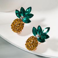 Korean Fashion Trendy Fresh Wild Ladies Earrings Alloy Inlaid Color Rhinestone Pineapple Earrings Wholesale Nihaojewelry main image 5