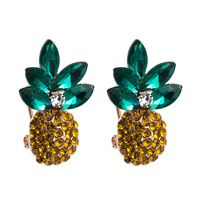 Korean Fashion Trendy Fresh Wild Ladies Earrings Alloy Inlaid Color Rhinestone Pineapple Earrings Wholesale Nihaojewelry sku image 2