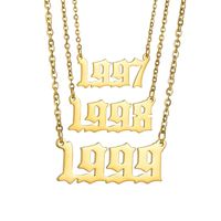 Hot Sale Simple Personality Stainless Steel Birth Year Necklace 18k Gold Birthday Digital Necklace Holiday Gift Wholesale Nihaojewelry main image 2