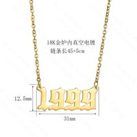 Hot Sale Simple Personality Stainless Steel Birth Year Necklace 18k Gold Birthday Digital Necklace Holiday Gift Wholesale Nihaojewelry main image 5