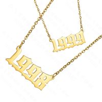 Hot Sale Simple Personality Stainless Steel Birth Year Necklace 18k Gold Birthday Digital Necklace Holiday Gift Wholesale Nihaojewelry main image 6