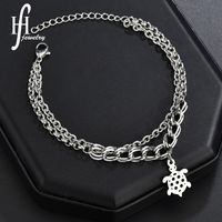 Korean Fashion Simple And Wild Student Hollow Turtle Bracelet Titanium Steel Adjustable Double Twist Chain Bracelet Wholesale Nihaojewelry main image 2