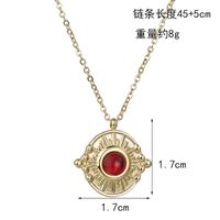 Corée Vente Chaude 14 K Or Simple Boutique Rubis Relief Collier Rond Pendentif En Gros Nihaojewelry main image 3