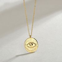 New Products Niche Design 14k Gold Round Brand Relief Demon Eye Necklace Pendant Wholesale Nihaojewelry main image 1