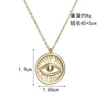 New Products Niche Design 14k Gold Round Brand Relief Demon Eye Necklace Pendant Wholesale Nihaojewelry main image 3