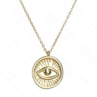 New Products Niche Design 14k Gold Round Brand Relief Demon Eye Necklace Pendant Wholesale Nihaojewelry main image 6