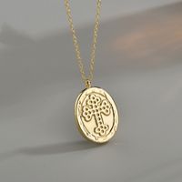 New Products Are Selling 14k Gold Popular Elements Cross Round Brand Necklace Clavicle Chain Wholesale Nihaojewelry main image 1