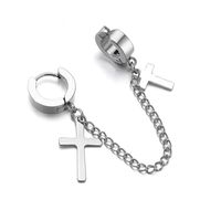 Original Design Simple Cross Earrings Stainless Steel Personality Chain Men And Women Without Pierced Ears Ear Clip Wholesale Nihaojewelry main image 1