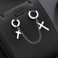 Original Design Simple Cross Earrings Stainless Steel Personality Chain Men And Women Without Pierced Ears Ear Clip Wholesale Nihaojewelry main image 5