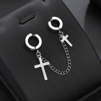 Original Design Simple Cross Earrings Stainless Steel Personality Chain Men And Women Without Pierced Ears Ear Clip Wholesale Nihaojewelry main image 6