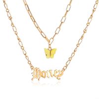 Double Acrylic Butterfly Necklace Fashion Alphabet Angel Pendant Baby Girl English Alphabet Necklace Wholesale Nihaojewelry main image 6