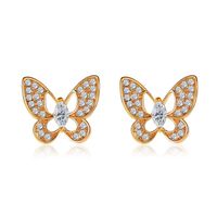 Korean Fashion Delicate Fairy Butterfly Earrings Mini Full Diamond Hollow Butterfly Earrings Style Simple Wild Earrings Wholesale Nihaojewelry main image 1