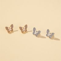 Korean Fashion Delicate Fairy Butterfly Earrings Mini Full Diamond Hollow Butterfly Earrings Style Simple Wild Earrings Wholesale Nihaojewelry main image 4