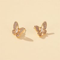 Korean Fashion Delicate Fairy Butterfly Earrings Mini Full Diamond Hollow Butterfly Earrings Style Simple Wild Earrings Wholesale Nihaojewelry main image 5