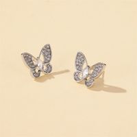 Korean Fashion Delicate Fairy Butterfly Earrings Mini Full Diamond Hollow Butterfly Earrings Style Simple Wild Earrings Wholesale Nihaojewelry main image 6