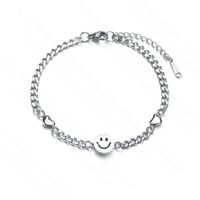 New Design Sense Titanium Steel Retro Personality Men And Women Love Smiley Bracelet Wholesale Nihaojewelry sku image 1