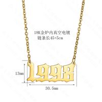 Hot Sale Simple Personality Stainless Steel Birth Year Necklace 18k Gold Birthday Digital Necklace Holiday Gift Wholesale Nihaojewelry sku image 1