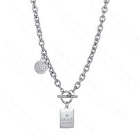 الكورية الرجعية حار بيع بسيطة نمط الشارع التيتانيوم الصلب غير يتلاشى جولة مربع العلامة التجارية قلادة قلادة الجملة Nihaojewelry sku image 1