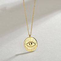 New Products Niche Design 14k Gold Round Brand Relief Demon Eye Necklace Pendant Wholesale Nihaojewelry sku image 1