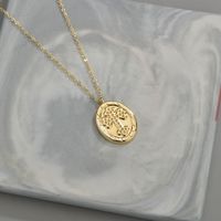 New Products Are Selling 14k Gold Popular Elements Cross Round Brand Necklace Clavicle Chain Wholesale Nihaojewelry sku image 1