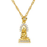 New Hot Sale Thailand Gold Plated Buddha Statue Pendant Necklace Nepal Buddhist Believers Men And Women Pendant Ornaments Wholesale Nihaojewelry sku image 1