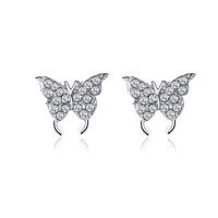 Korean Classic Earrings Temperament Two Butterfly Sweet Light Luxury Earrings Wild Simple Rhinestone Earrings Butterfly Wholesale Nihaojewelry sku image 2