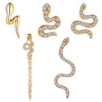 Hot Sale  Fashion Personality Five-piece Set Full Of Diamond Snake Earrings Punk Style  Earrings Set Wholesale Nihaojewelry sku image 1
