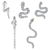 Hot Sale  Fashion Personality Five-piece Set Full Of Diamond Snake Earrings Punk Style  Earrings Set Wholesale Nihaojewelry sku image 2