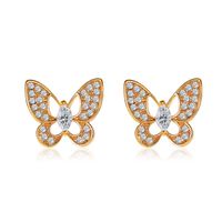 Korean Fashion Delicate Fairy Butterfly Earrings Mini Full Diamond Hollow Butterfly Earrings Style Simple Wild Earrings Wholesale Nihaojewelry sku image 1