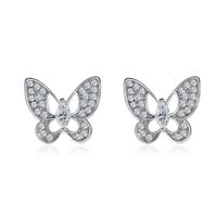 Koreanische Version Von Einfachen Zirkon Schmetterlings Ohrringen Mini Volle Diamant Hohle Tier Ohrringe Frauen Ins Stil Mode Ohrringe Damen sku image 2