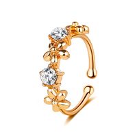 Simple Style Flower Plating Copper Artificial Gemstones Earrings sku image 1