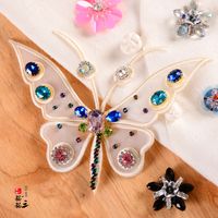 Organza Yarn Handmade Nail Rhinestone Butterfly Cloth Stickers Clothes Patch Stickers Handmade Diy Clothing Accessories sku image 1