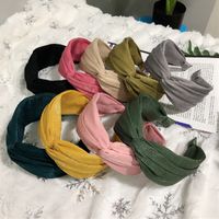 Korean Wave  Fashion Wide-brimmed Solid Color Cross-knotted Fabric Hair Accessories Mori Girl Hair Hoop Wholesale Nihaojewelry main image 1