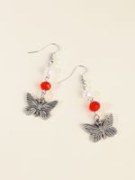 New Retro Ancient Silver Butterfly Earrings Palace Earrings Simple Wild Ethnic Ear Jewelry Wholesale Nihaojewelry main image 6